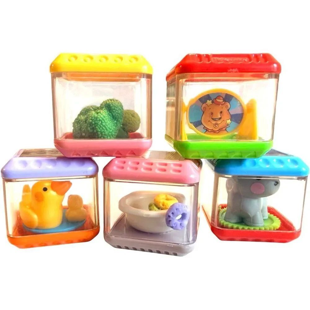 Baby Unisex Vintage Fisher Price Peek A Block See Through Blocks - Lot of 5